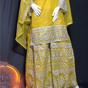 Elegant Yellow Embroidered Wedding Dress